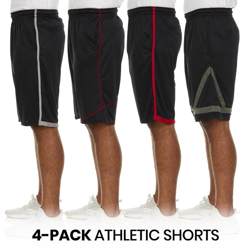 Essential Elements 4 Pack: Men's Dry-Fit Sweat Resistant Active Athletic Performance Shorts - Image 5